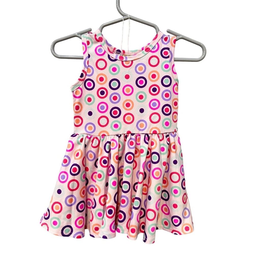 Dot Dot Smile Sleeveless Tank Pink Polka Dots Circles Colorful Baby Dress 6-12m